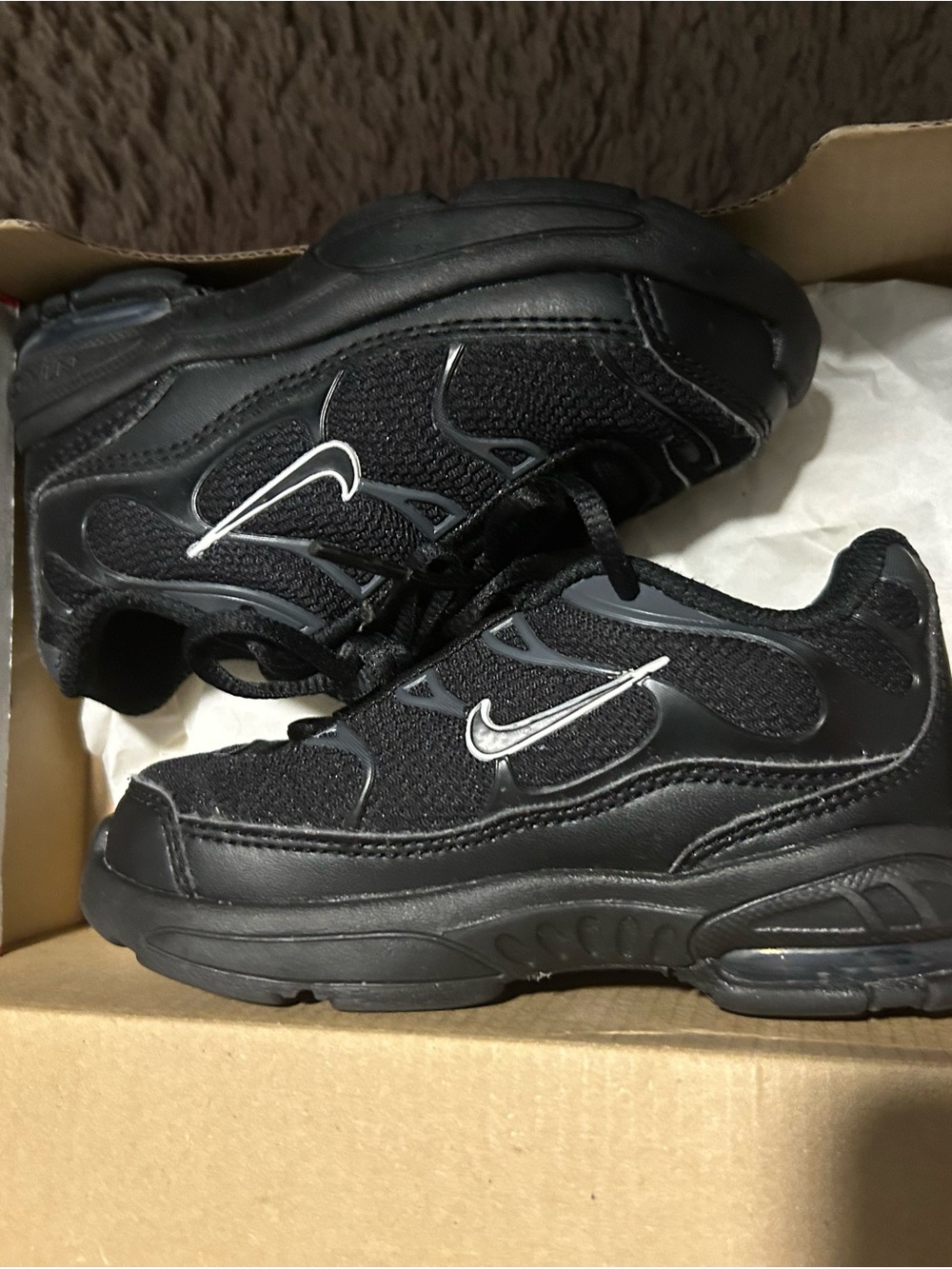 Nike Kids Black Sneakers with White Swoosh
